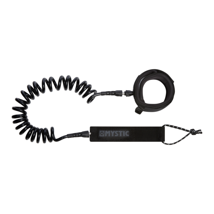 Mystic Coiled Board Leash 10ft (Black)