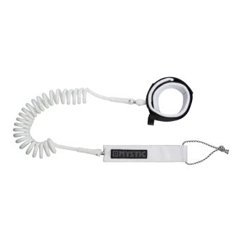 Mystic Coiled Board Leash 10ft (White)