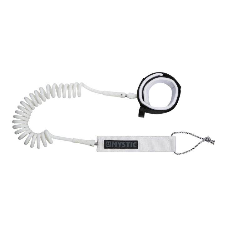 Mystic Coiled Board Leash 8ft (White)