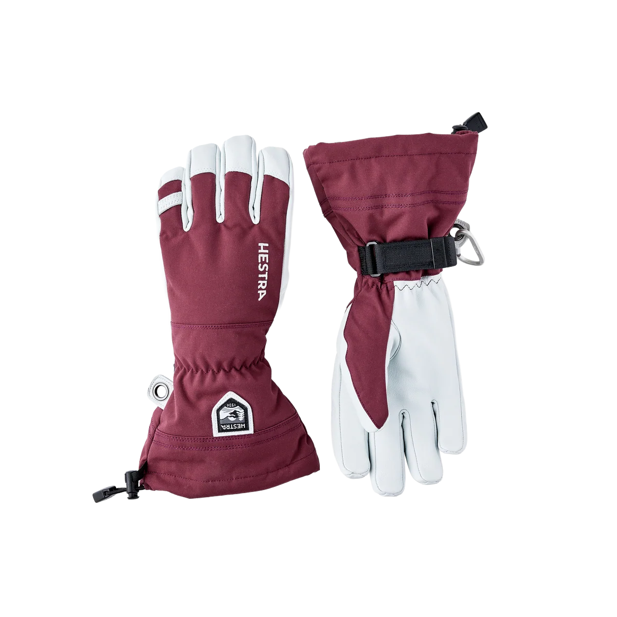 Hestra Army Leather Heli Ski Handschuh in Bordeaux, freigestellt